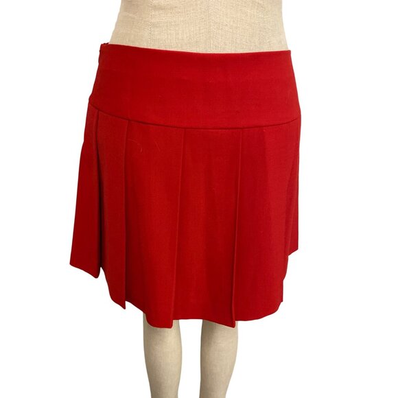 Vintage Y2K Trina Turk Los Angeles Red Pleated Skirt With Button Details Size 6 - Picture 6 of 8